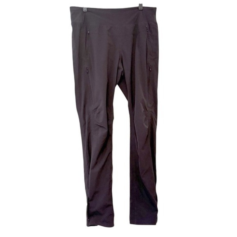 Lululemon Womens 10 Black Straight Leg Running Pants Zip Pockets Nylon